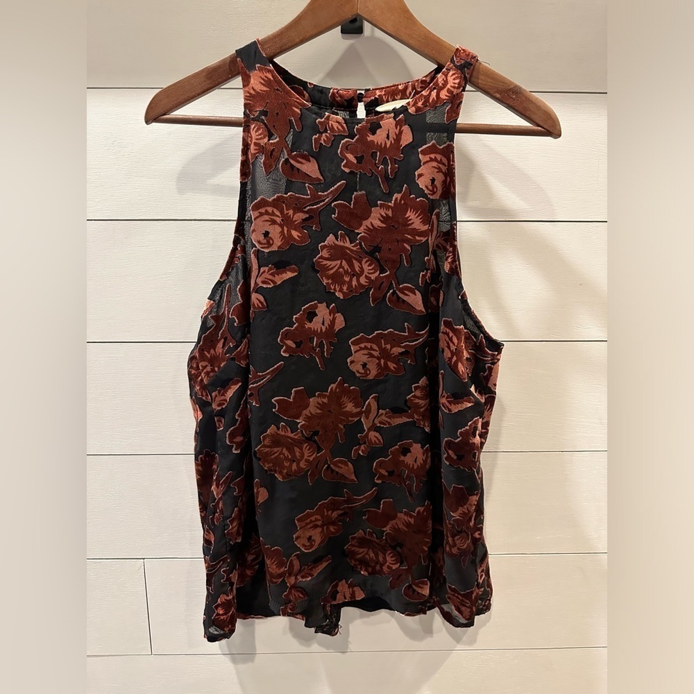Adiva Burgundy Velvet Tank Blouse- size Large